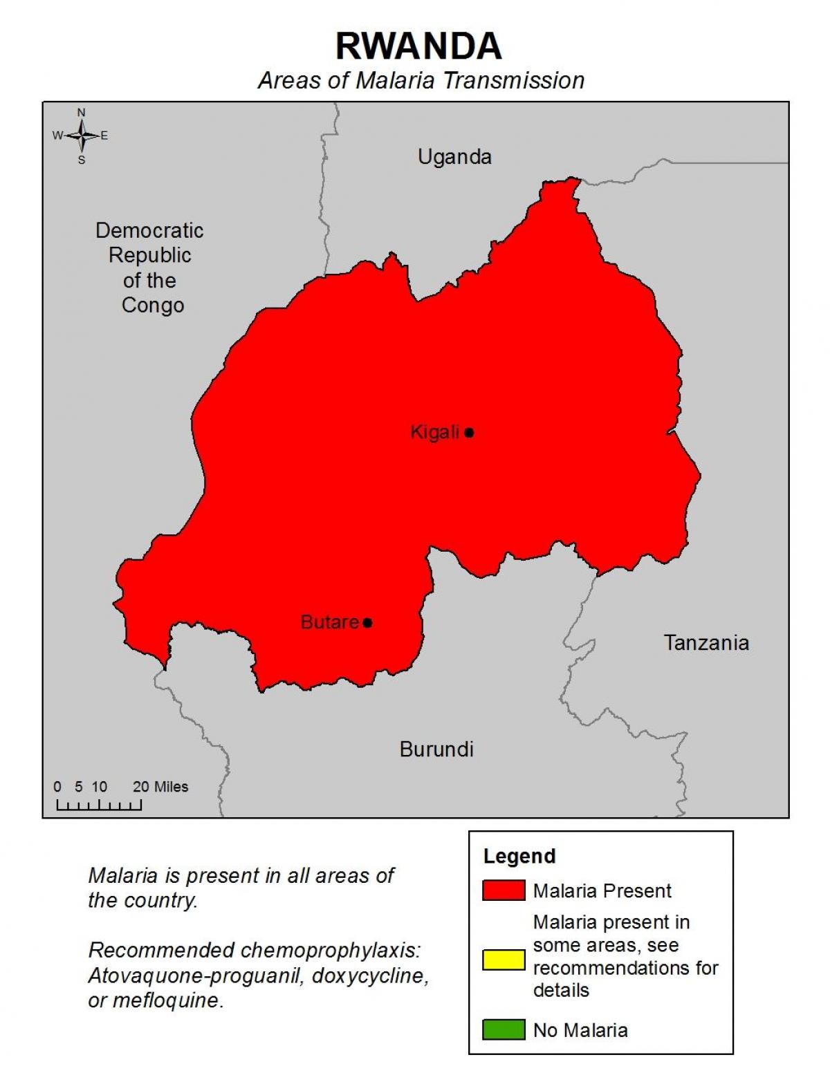 kart, Rwanda ilə malyariya